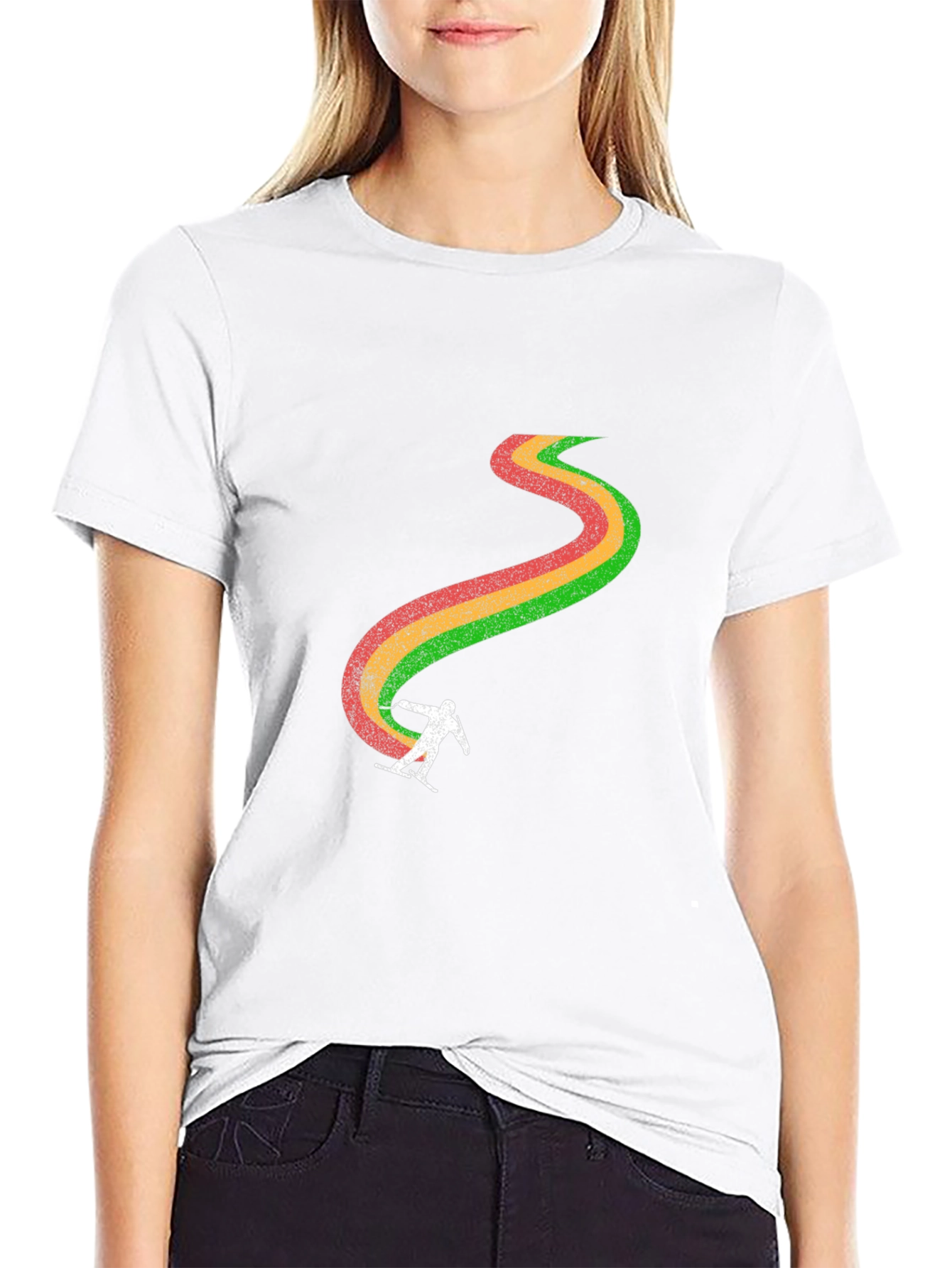 Retro Ski Trail T-Shirt - Black