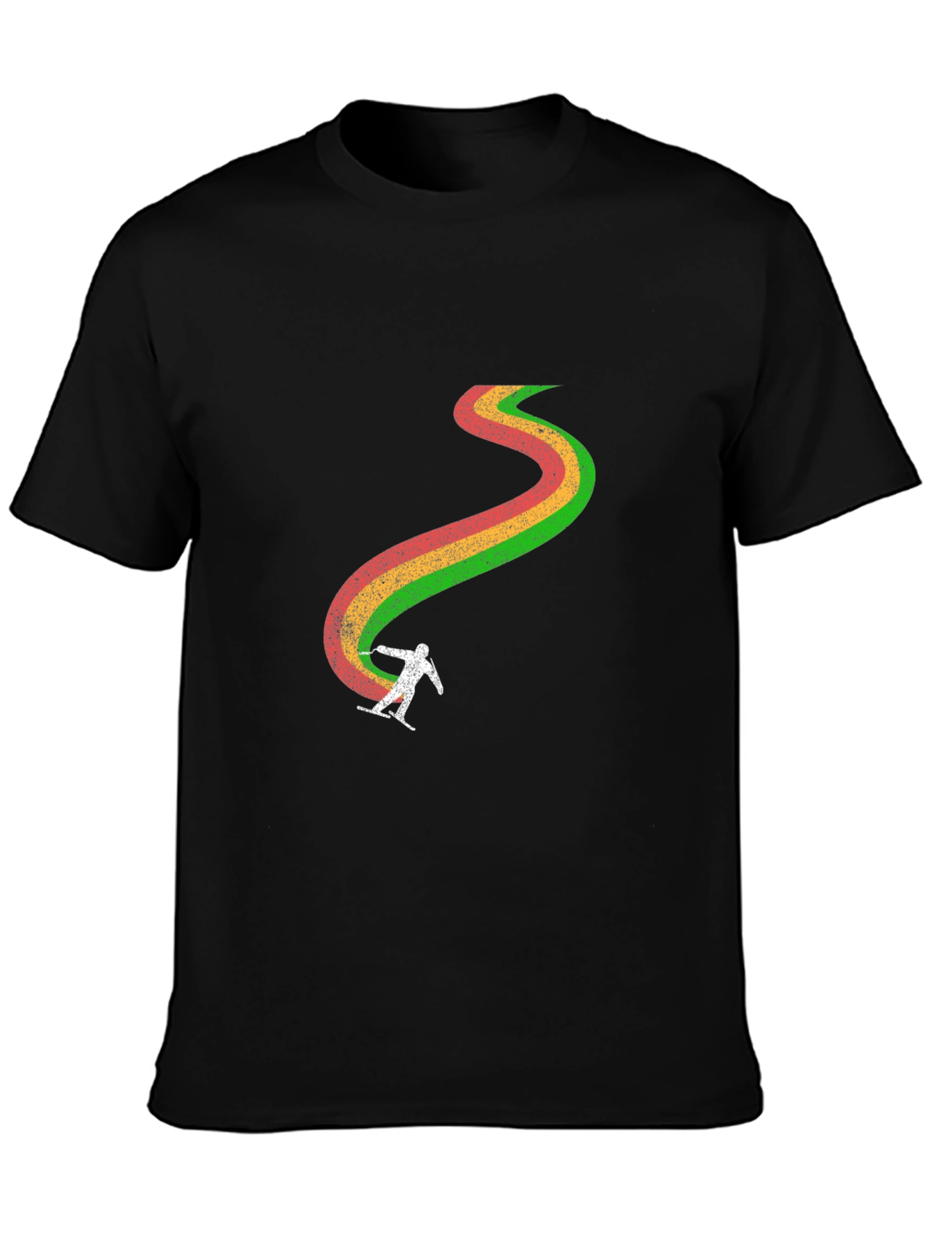 Retro Ski Trail T-Shirt - Black