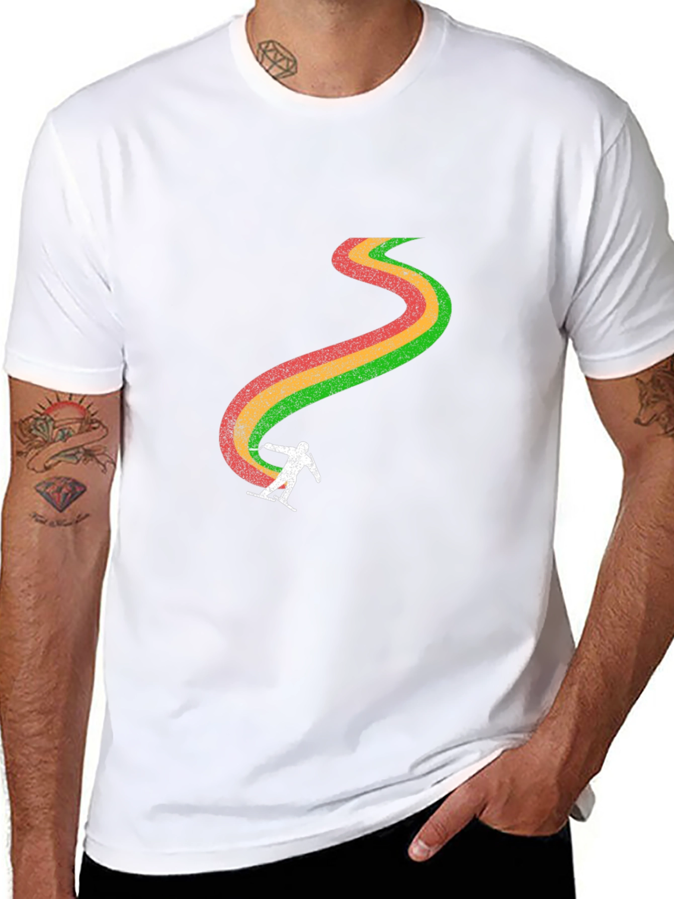 Retro Ski Trail T-Shirt - Black