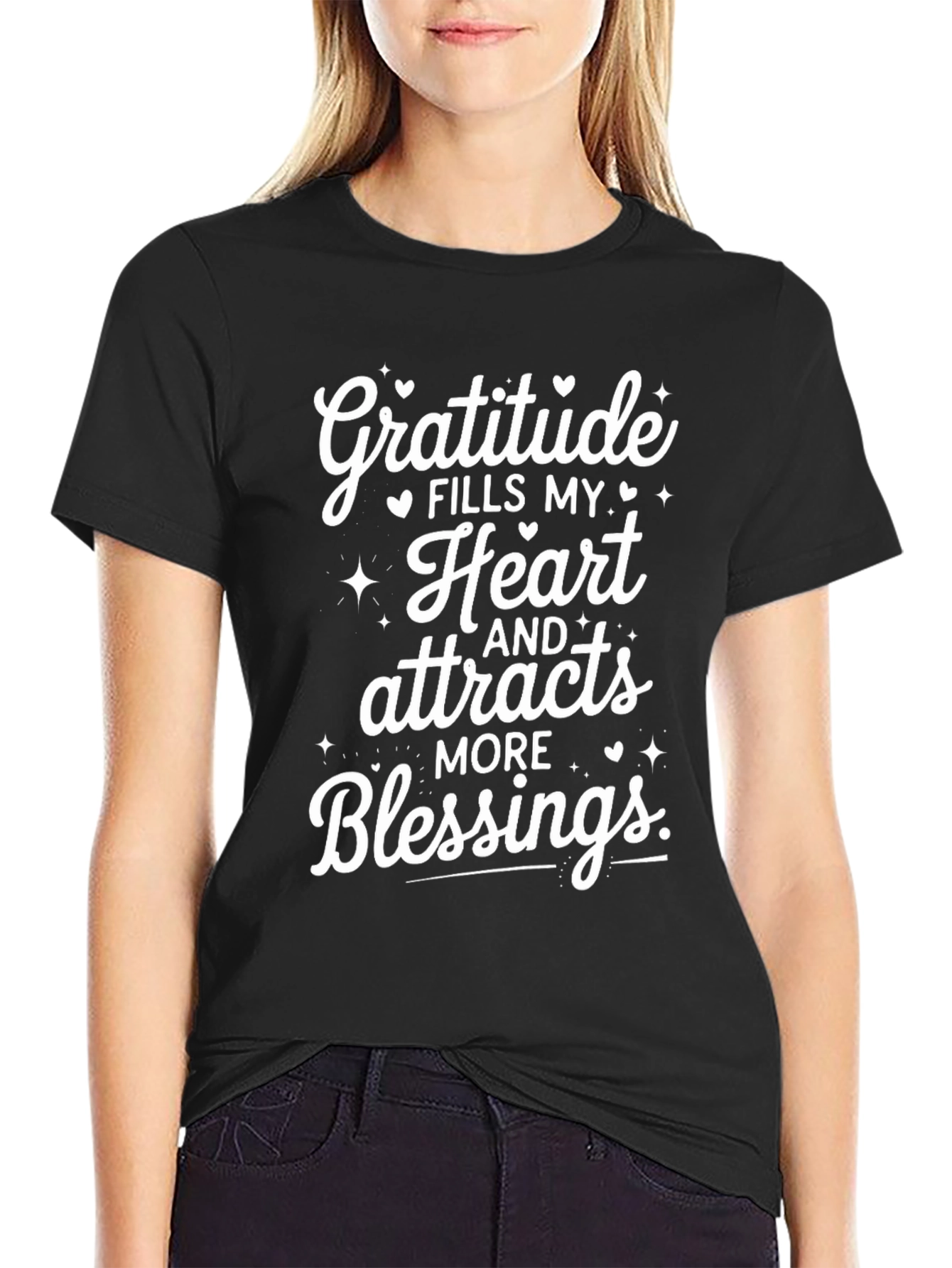 Gratitude Blessings Black Graphic Tee