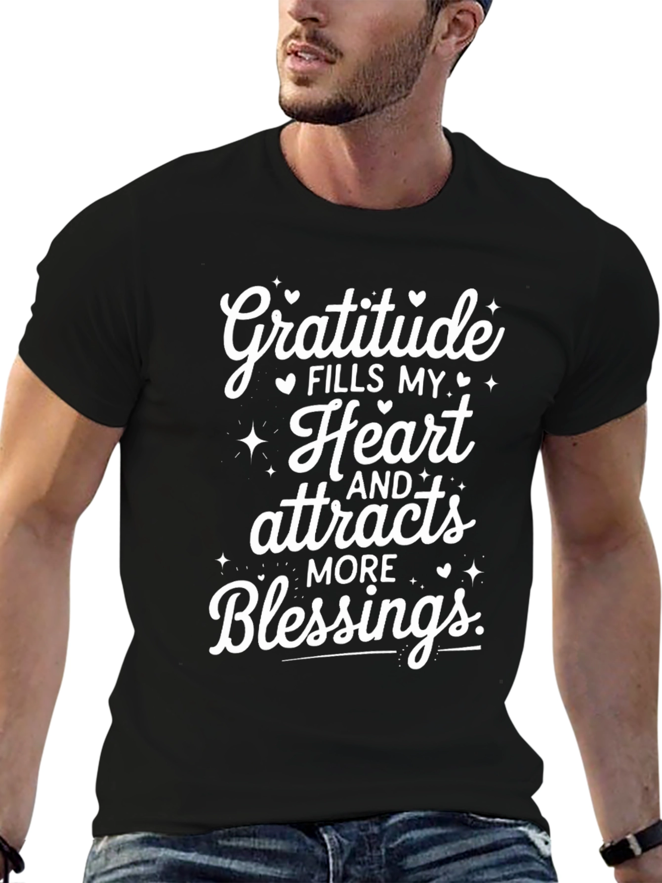 Gratitude Blessings Black Graphic Tee