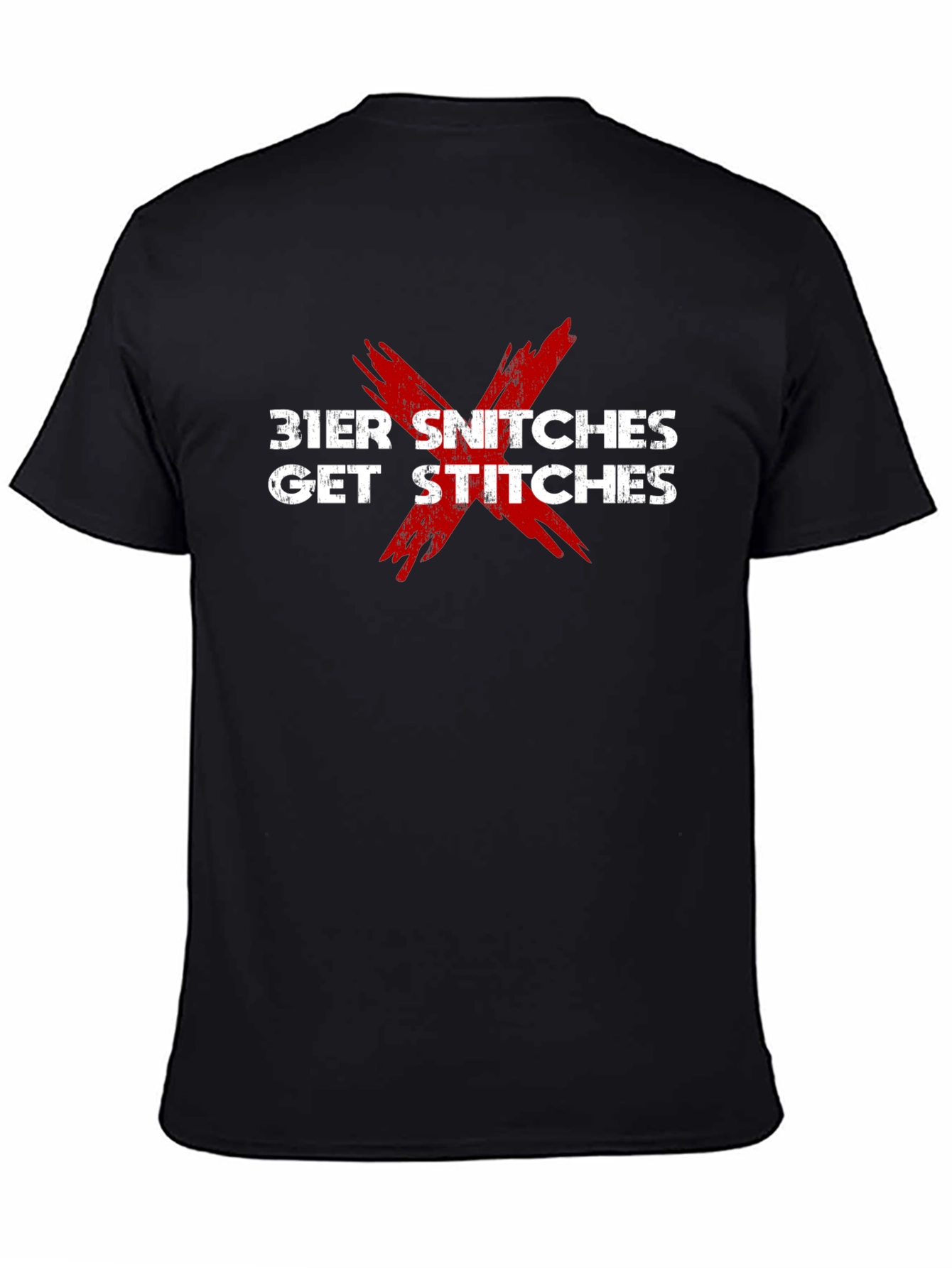 Bier Snitches Get Stitches Black Graphic T-Shirt