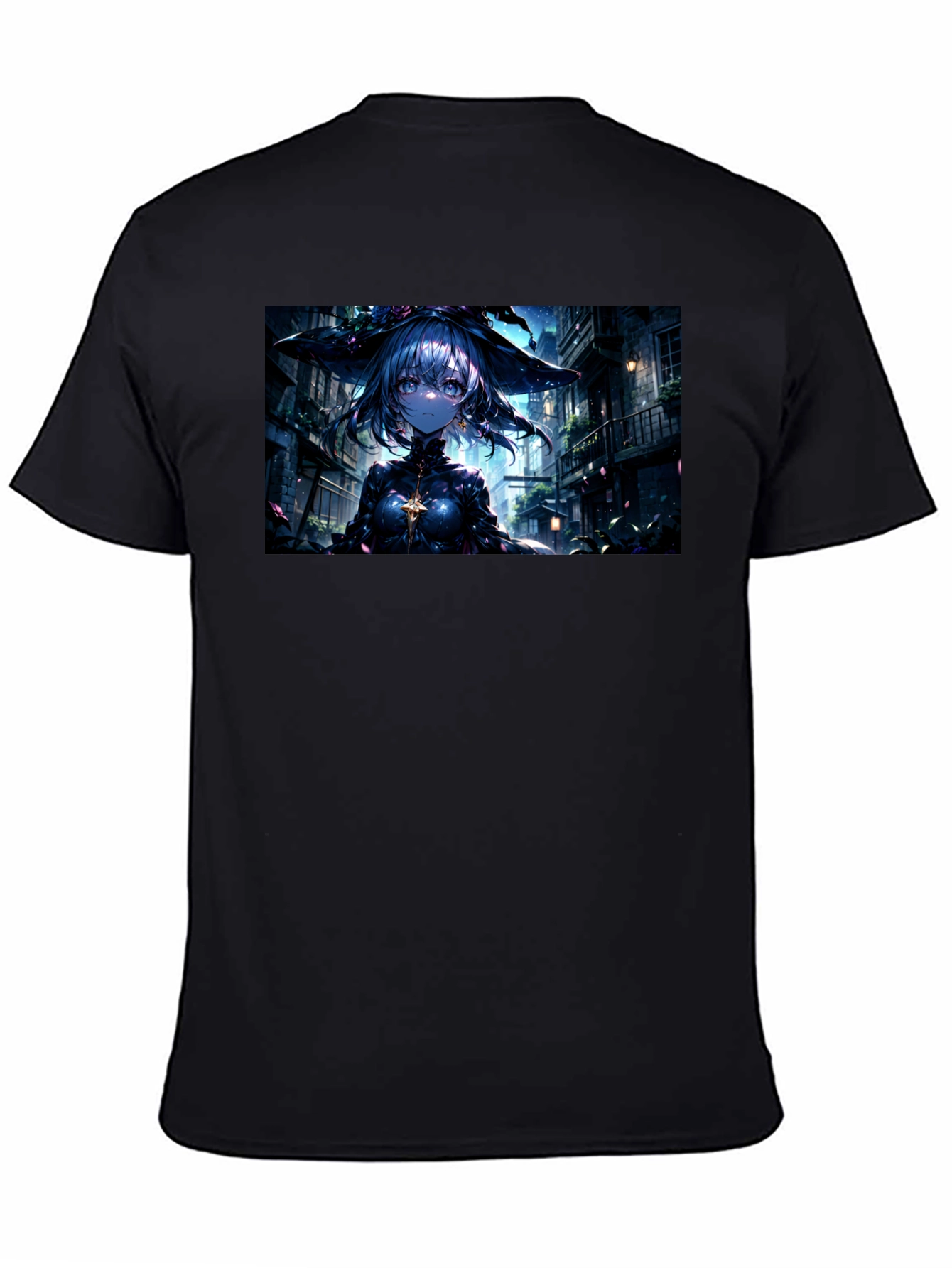 Anime Witch Graphic Black T-Shirt