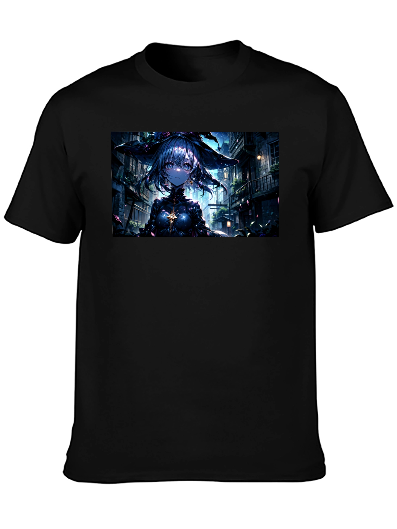 Anime Witch Graphic Black T-Shirt
