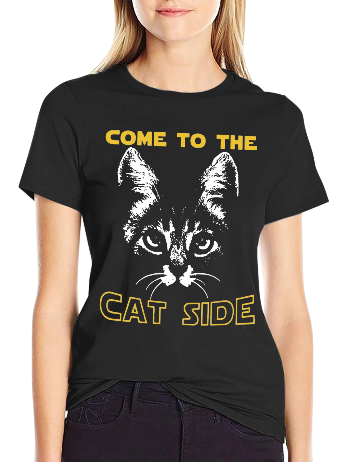Come to the Cat Side Black T-Shirt