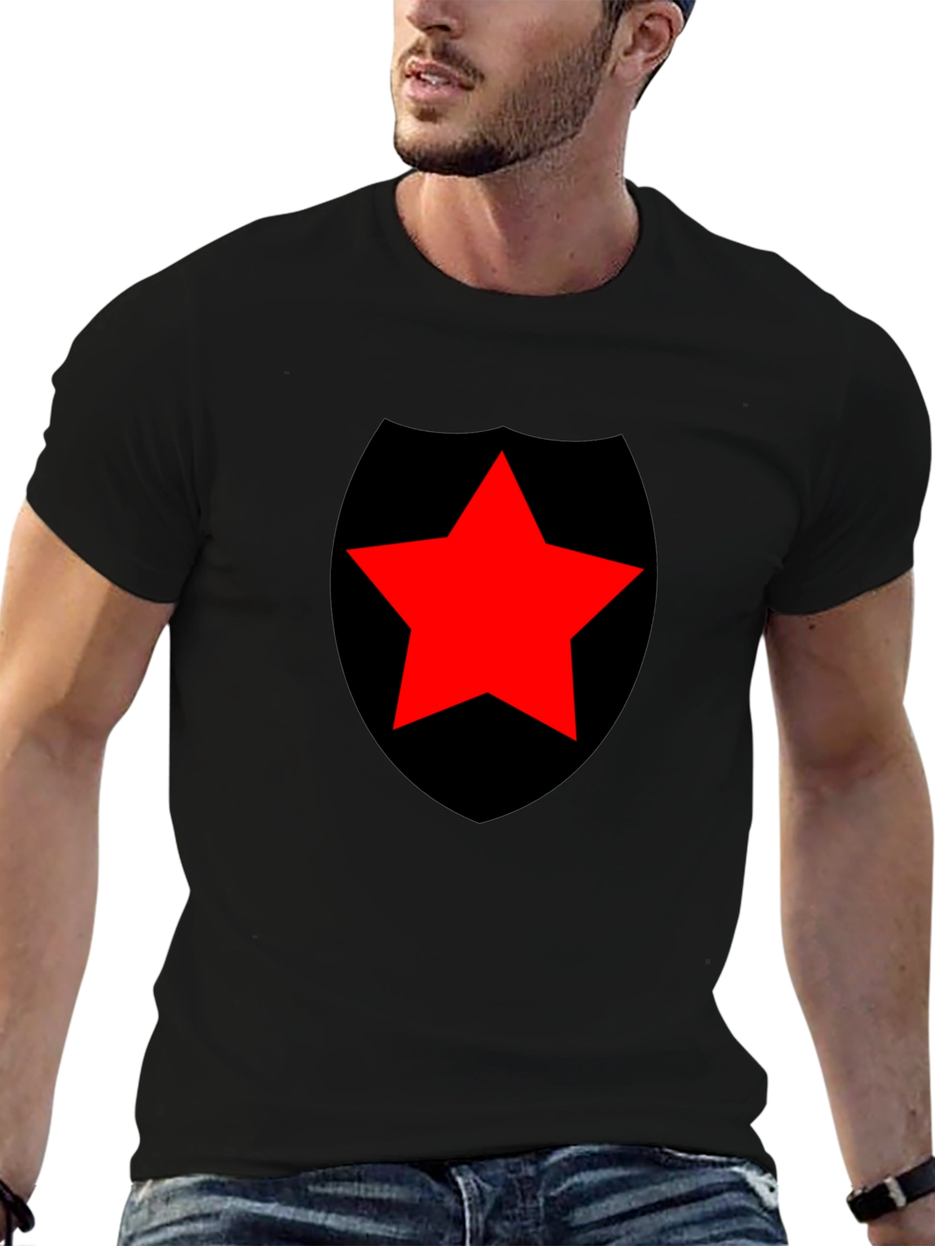 Red Star Shield Black T-Shirt