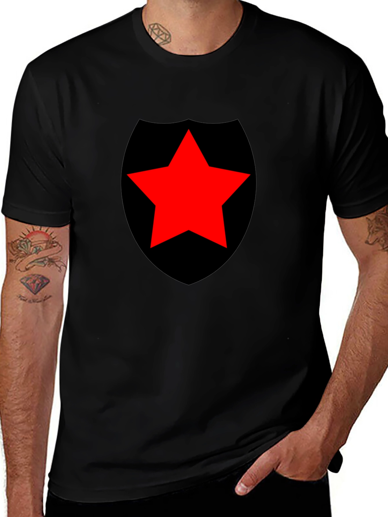 Red Star Shield Black T-Shirt
