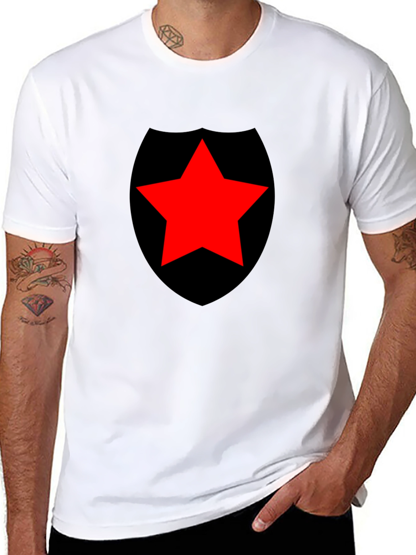 Red Star Shield Black T-Shirt
