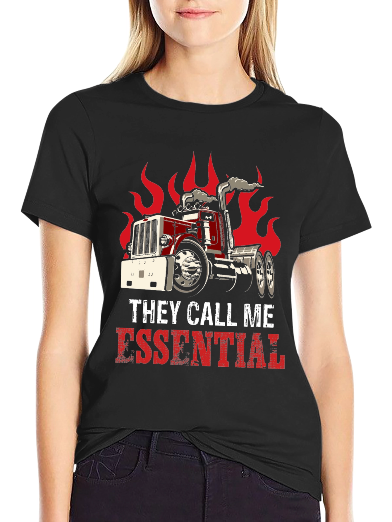 Essential Trucker T-Shirt: Red Hot Design
