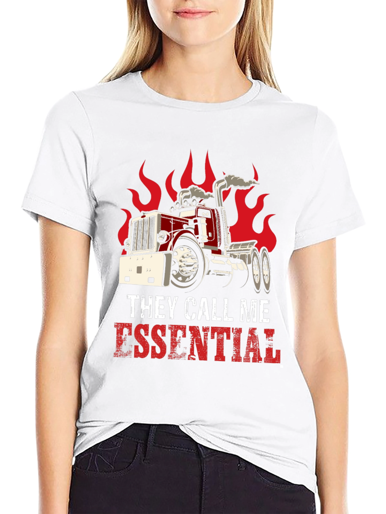 Essential Trucker T-Shirt: Red Hot Design