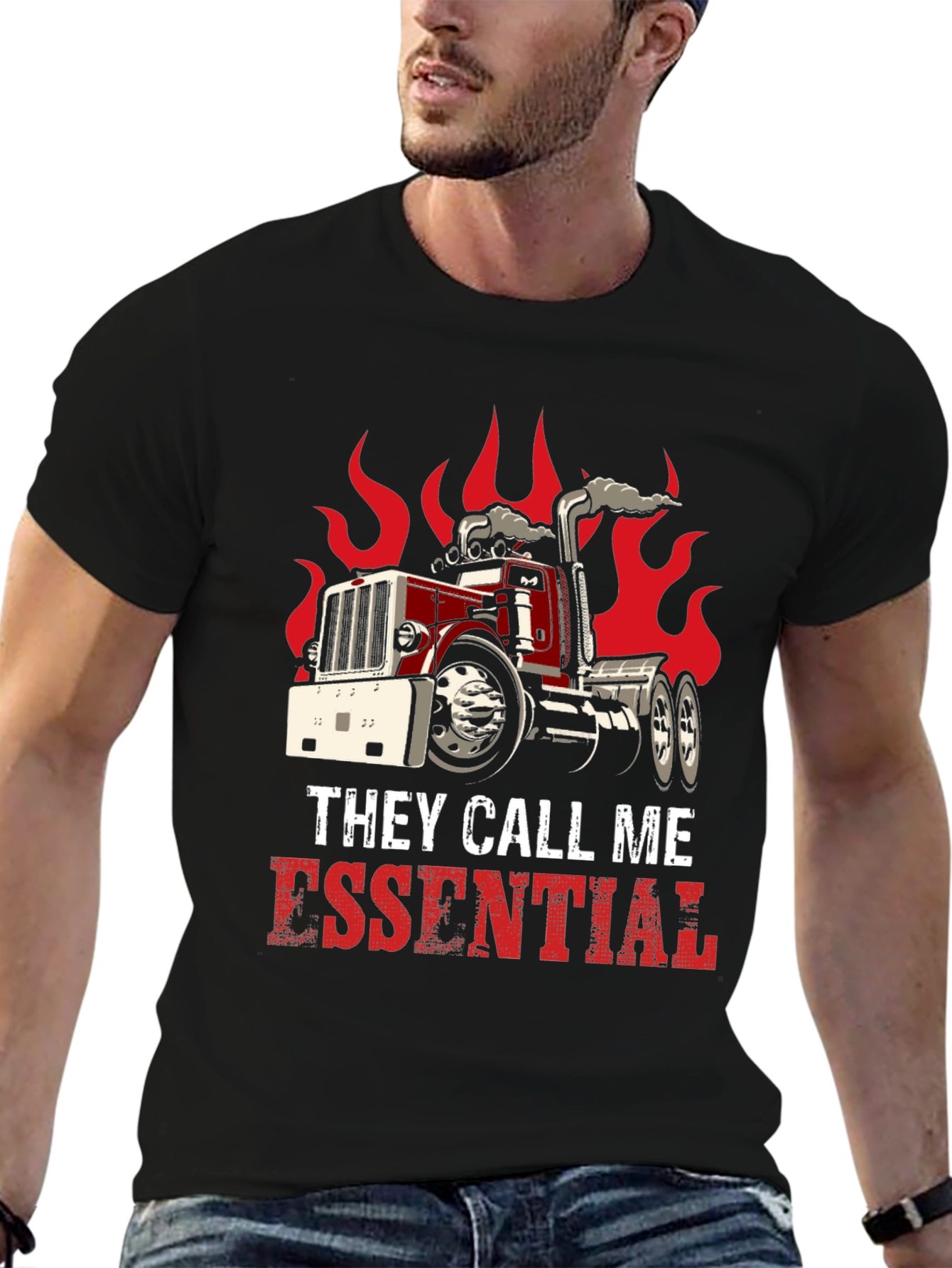 Essential Trucker T-Shirt: Red Hot Design