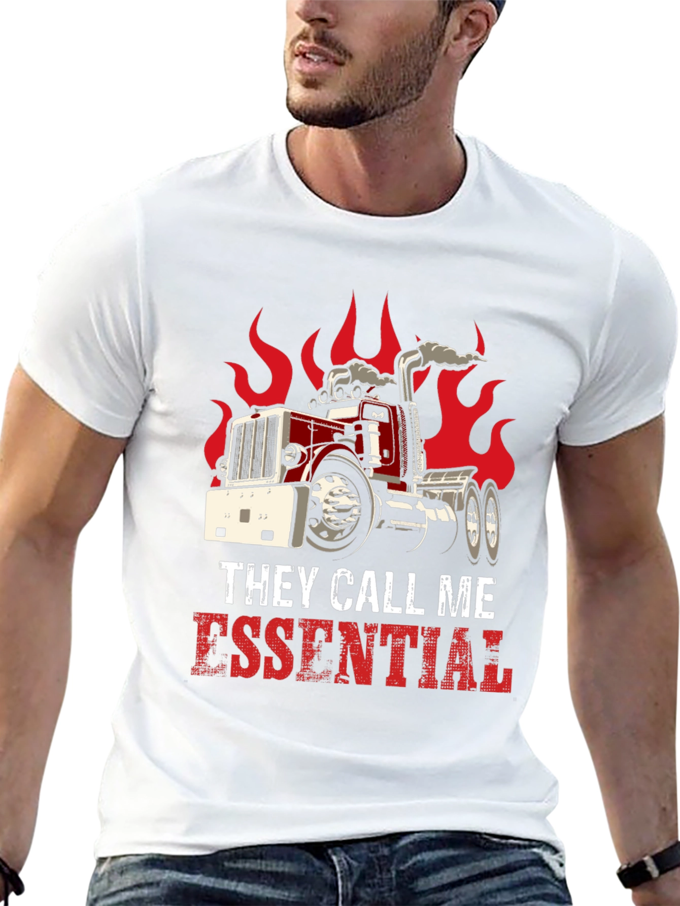 Essential Trucker T-Shirt: Red Hot Design