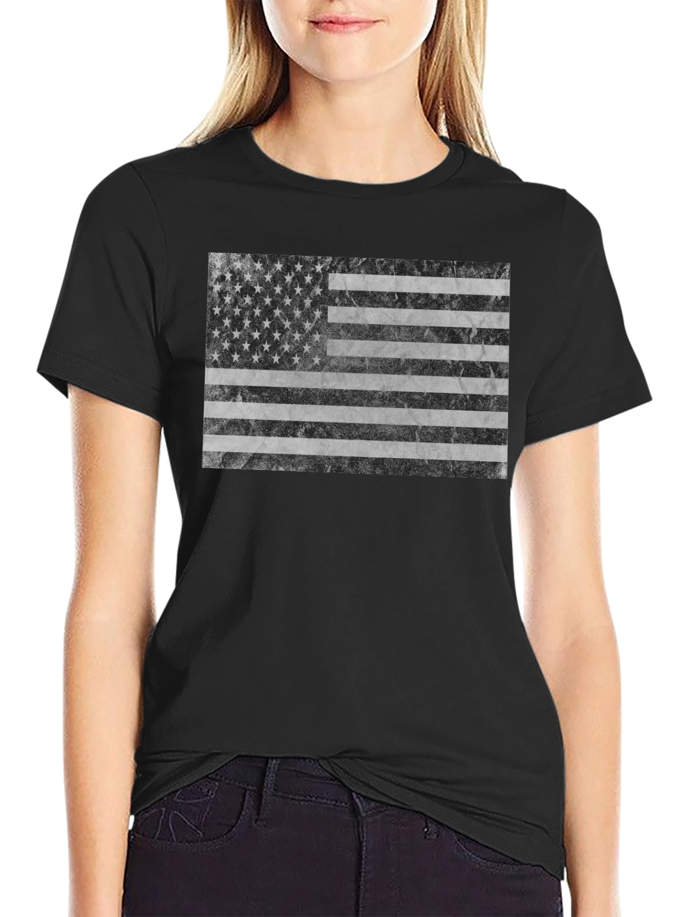 American Flag Graphic Tee - Black