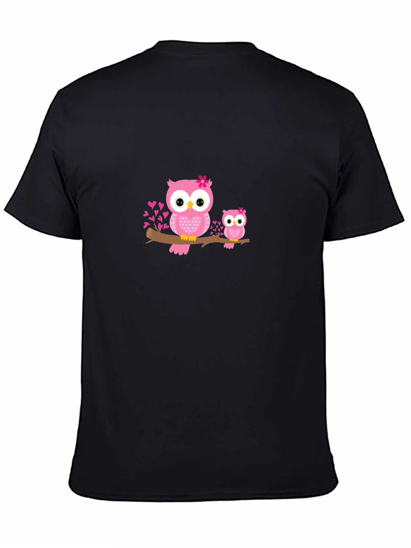 Cute Owl Family Black Graphic Tee