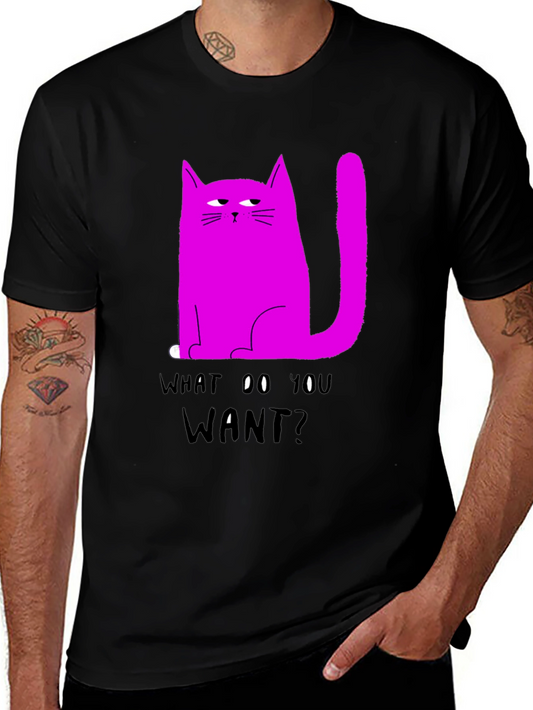 Funny Cat Graphic T-Shirt - What Do You Want? Black