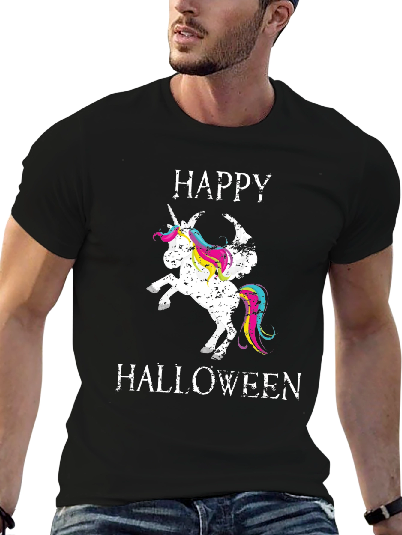 Happy Halloween Unicorn Black T-Shirt