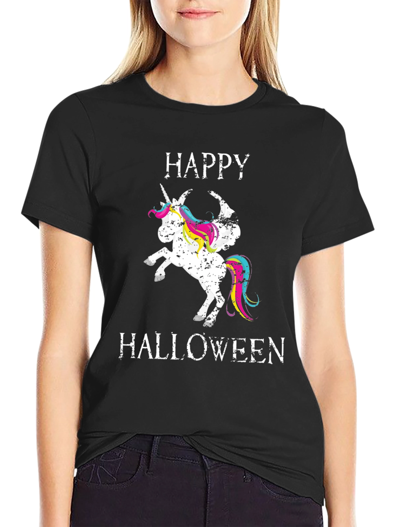 Happy Halloween Unicorn Black T-Shirt