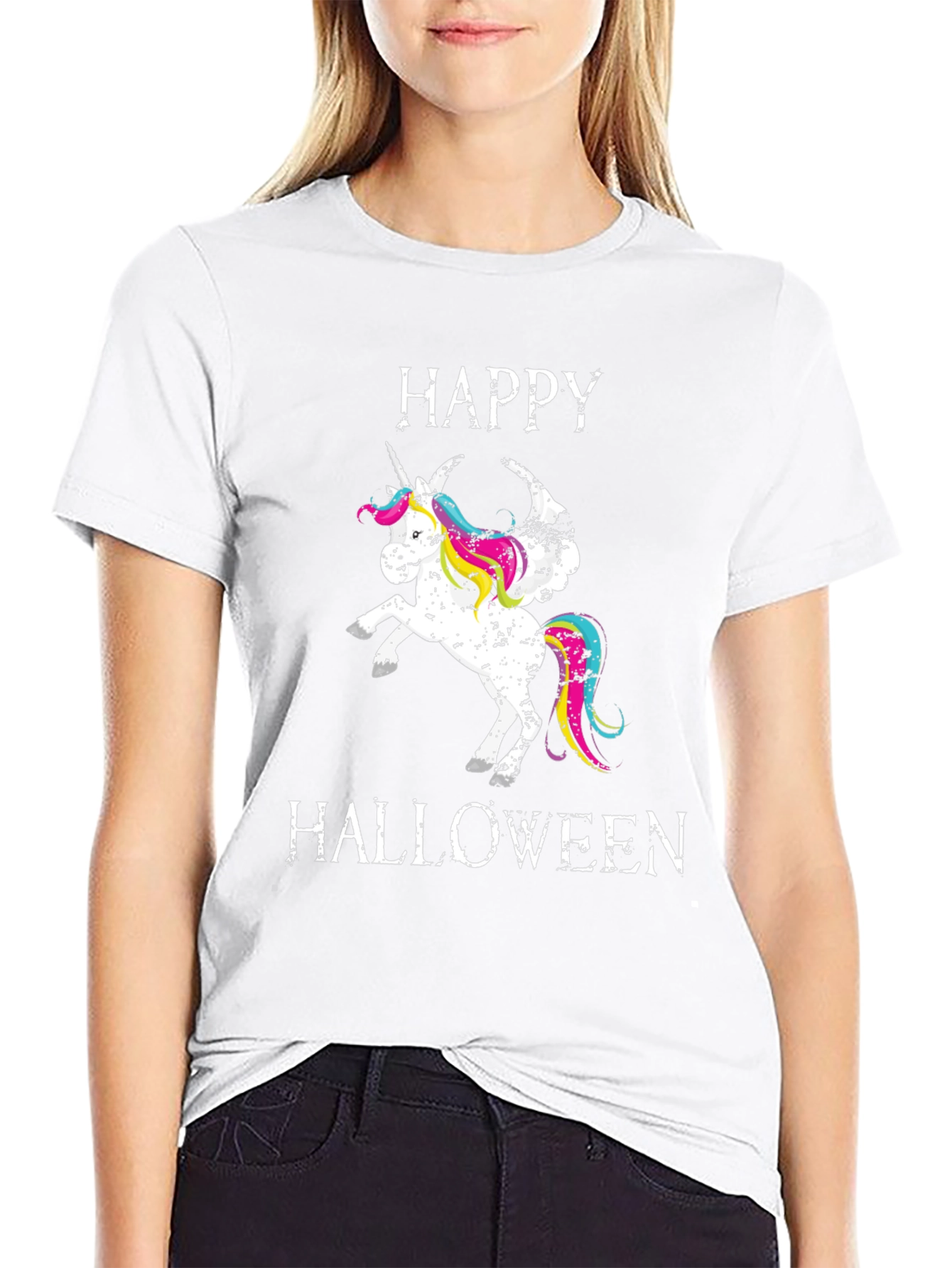 Happy Halloween Unicorn Black T-Shirt