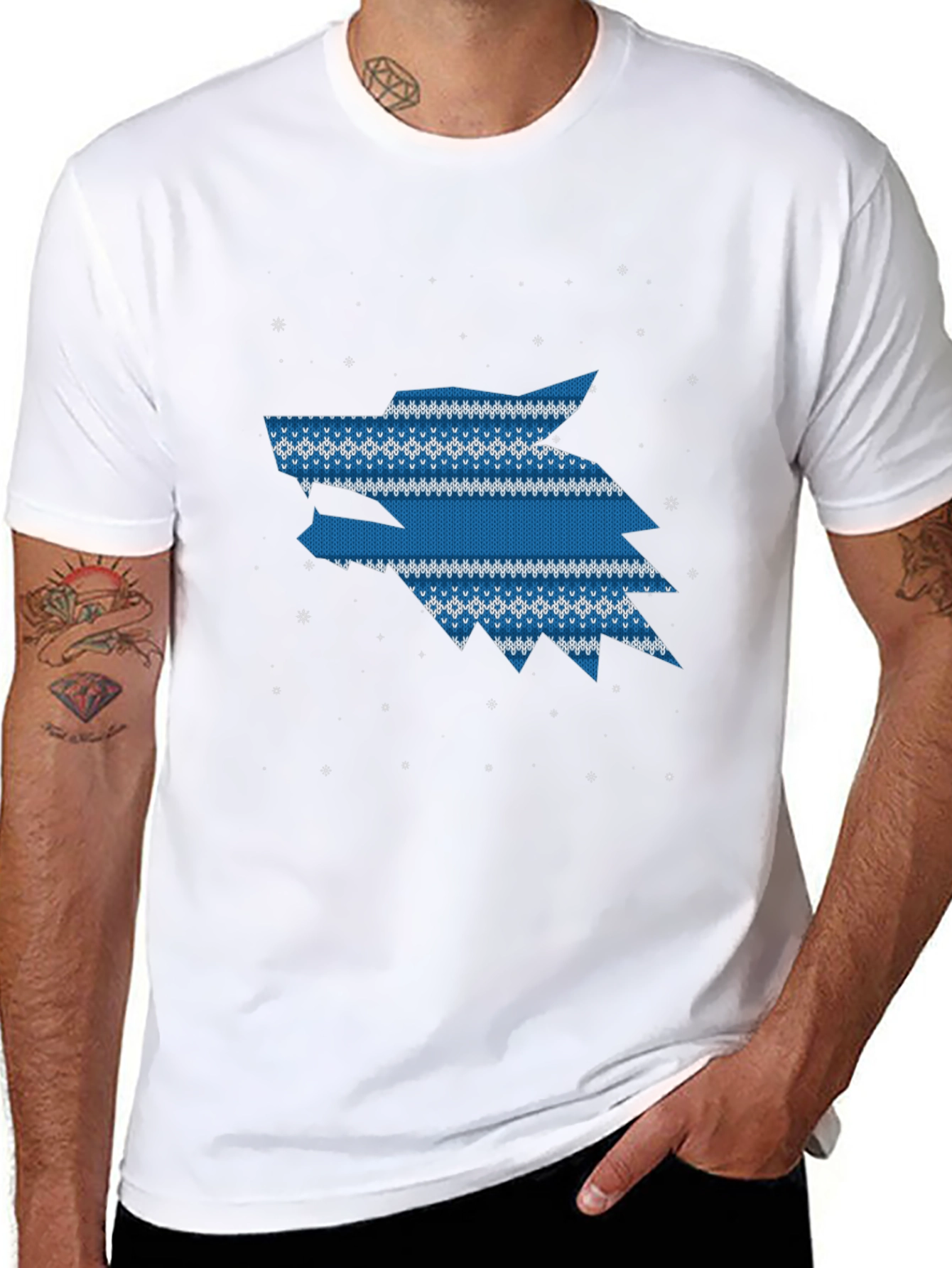 Wolf Knit Pattern T-Shirt - Winter Style Tee