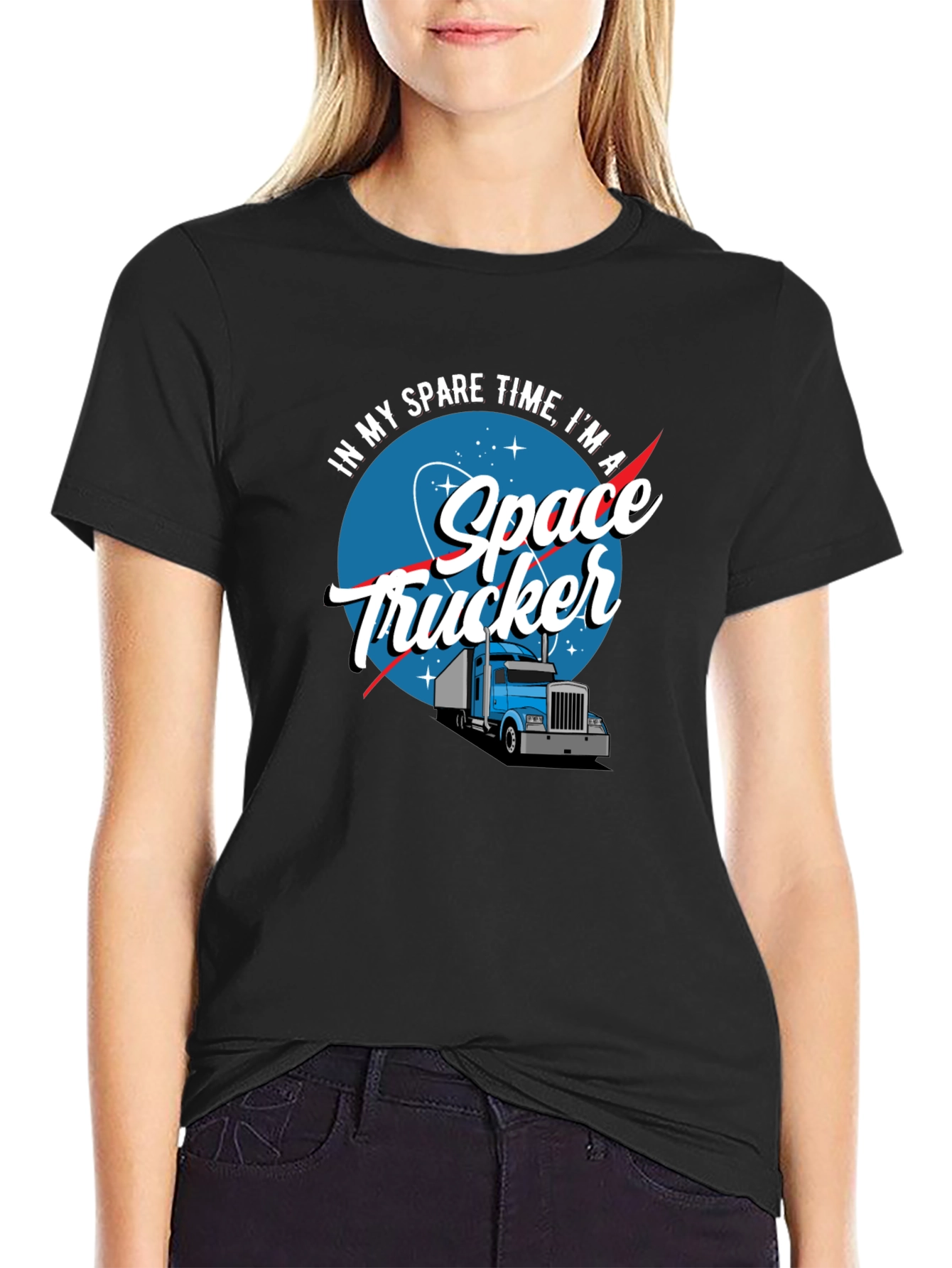 Space Trucker Graphic T-Shirt - Funny Novelty Tee