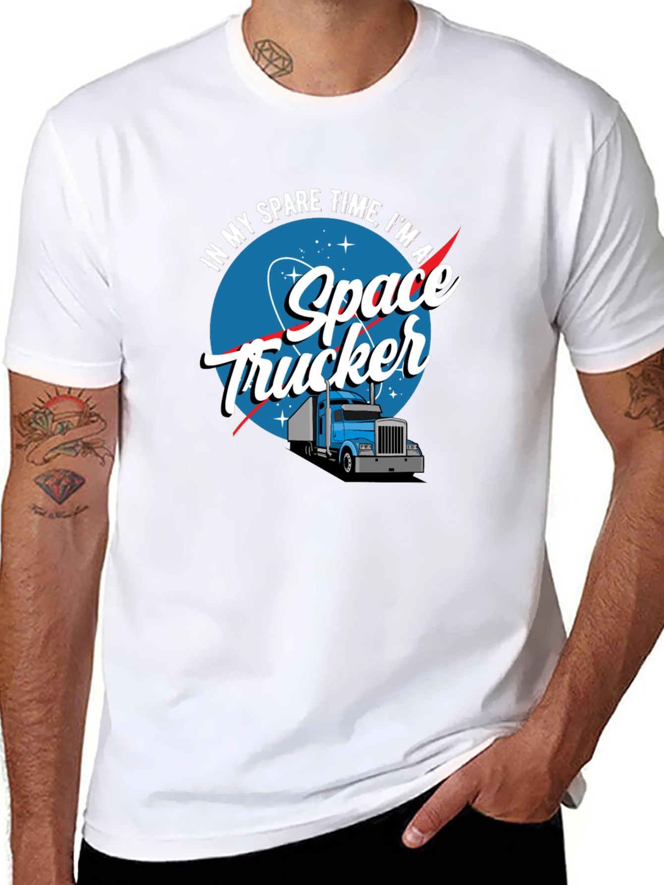 Space Trucker Graphic T-Shirt - Funny Novelty Tee