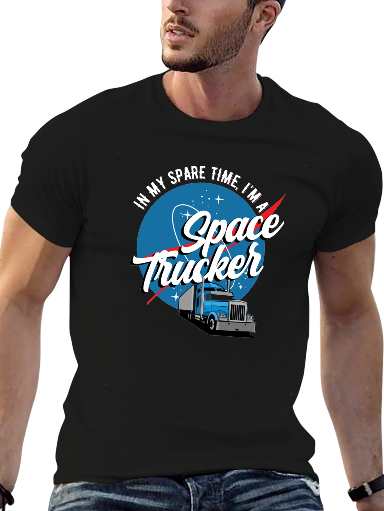 Space Trucker Graphic T-Shirt - Funny Novelty Tee