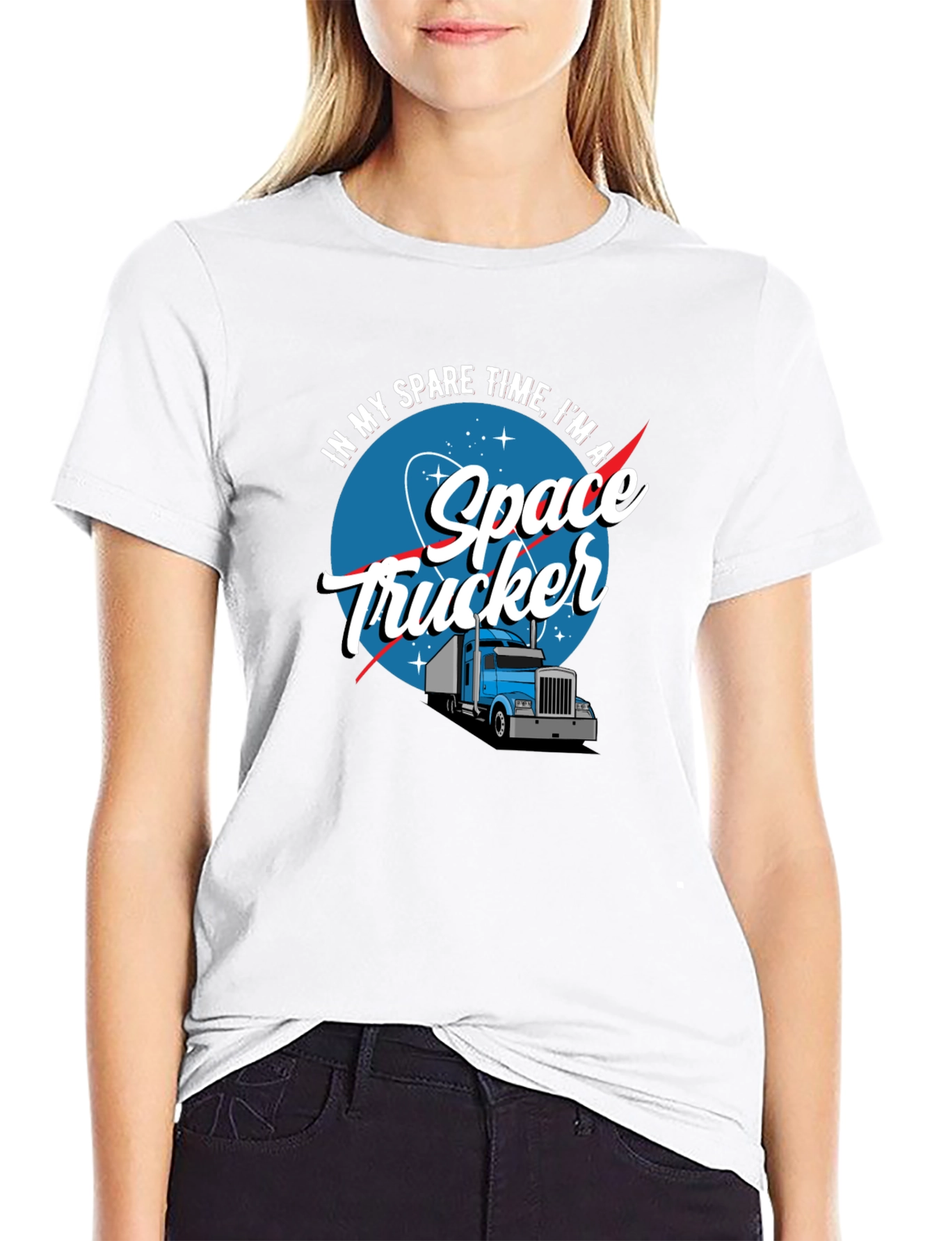 Space Trucker Graphic T-Shirt - Funny Novelty Tee