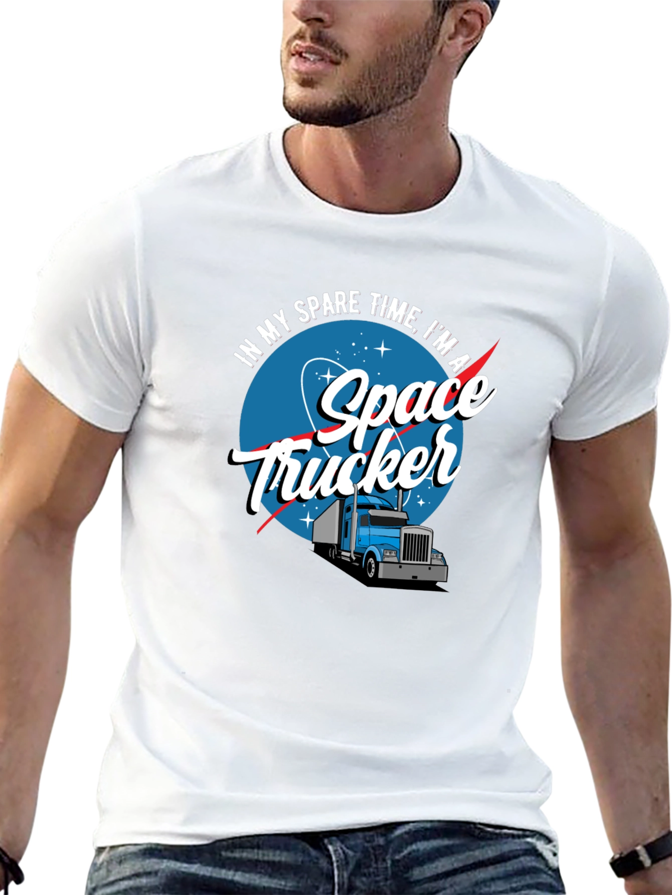 Space Trucker Graphic T-Shirt - Funny Novelty Tee