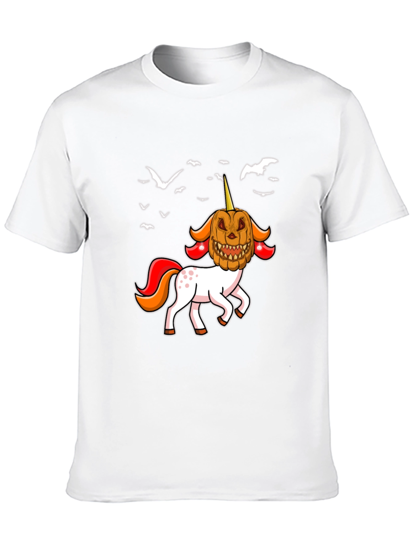 Halloween Unicorn Pumpkin Head Graphic T-Shirt