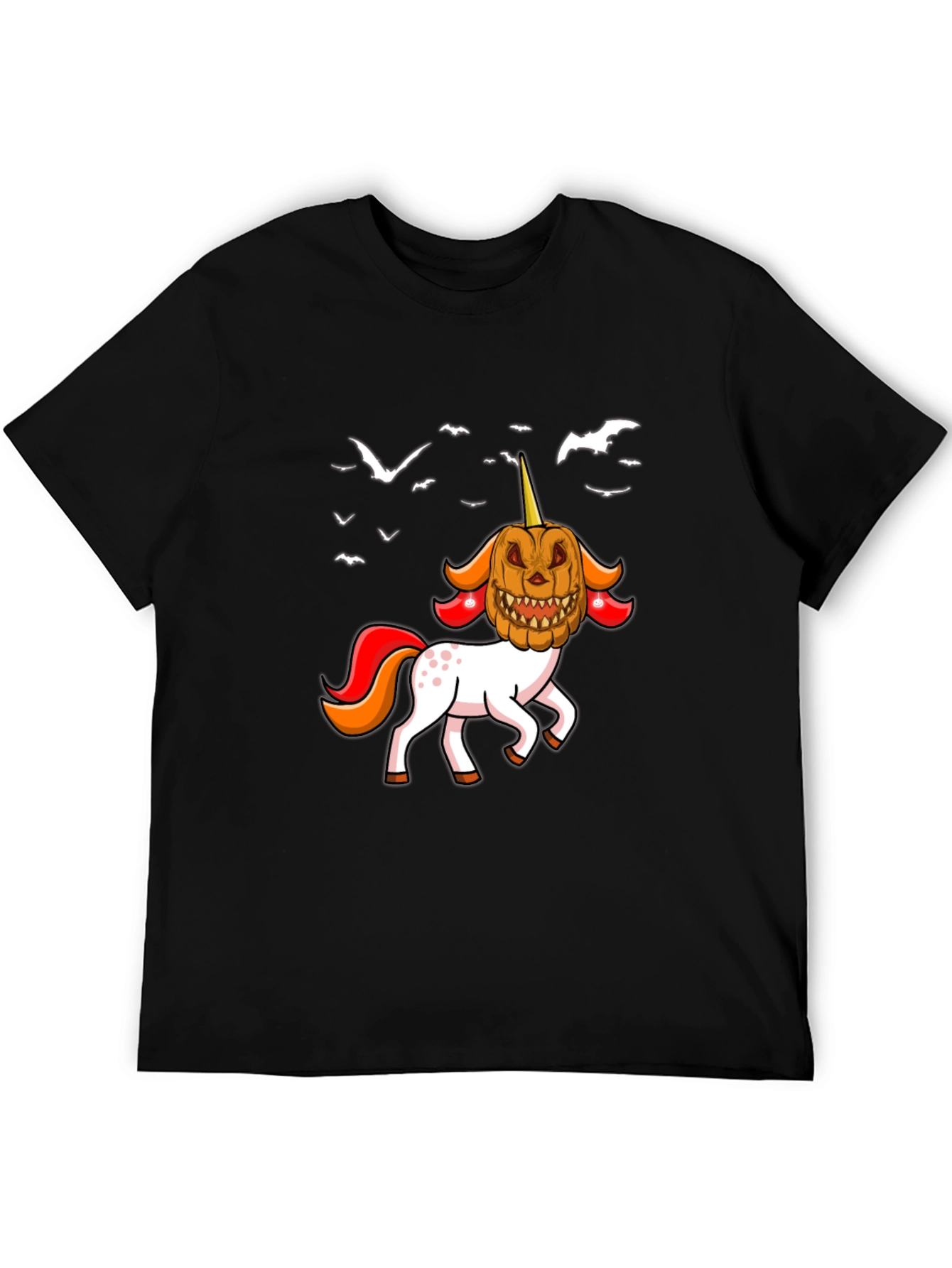Halloween Unicorn Pumpkin Head Graphic T-Shirt