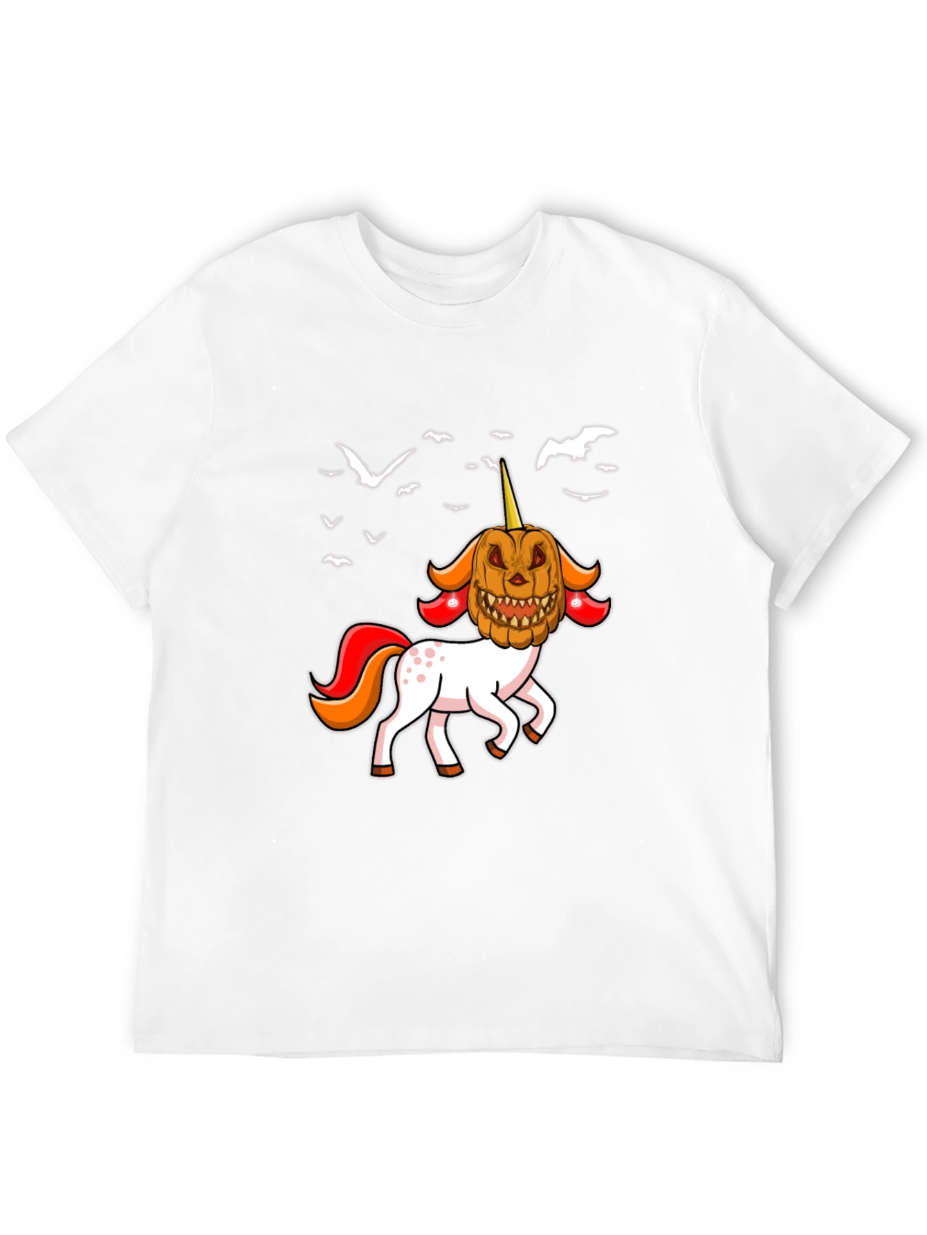 Halloween Unicorn Pumpkin Head Graphic T-Shirt