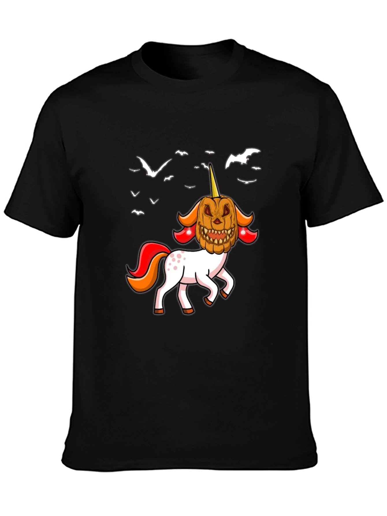 Halloween Unicorn Pumpkin Head Graphic T-Shirt