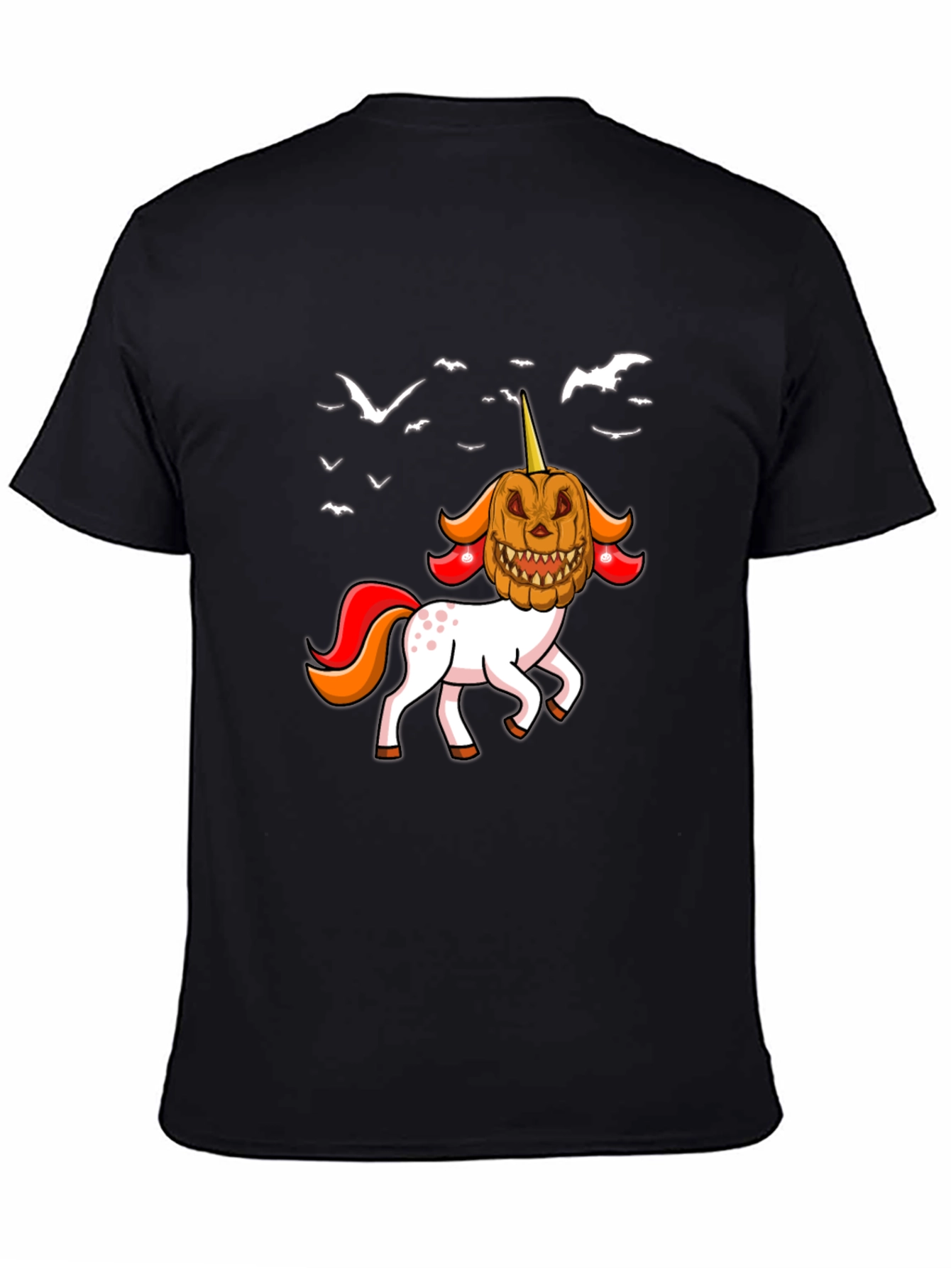 Halloween Unicorn Pumpkin Head Graphic T-Shirt