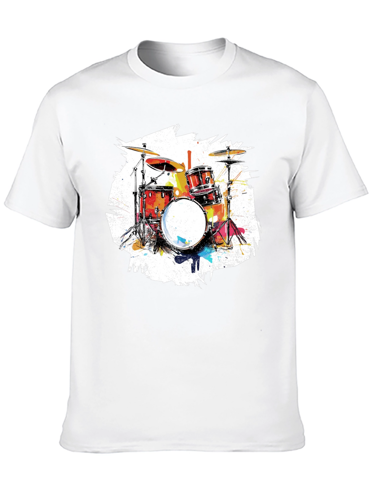 Drum Set Graphic Tee - Black Cotton T-Shirt