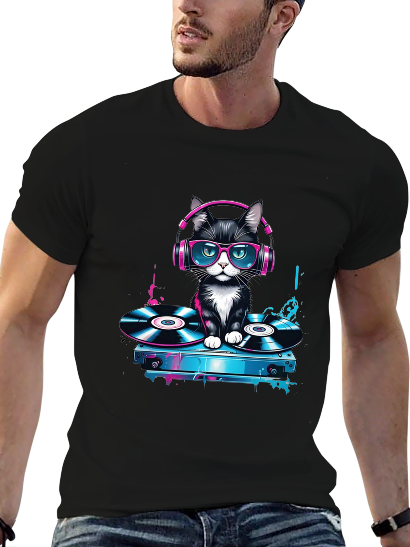 DJ Cat T-Shirt: Cool Kitten on Turntables!