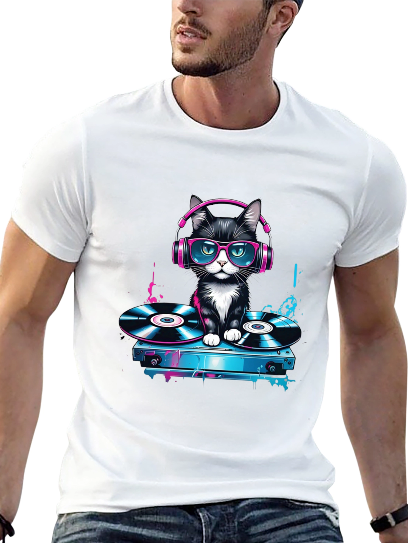DJ Cat T-Shirt: Cool Kitten on Turntables!