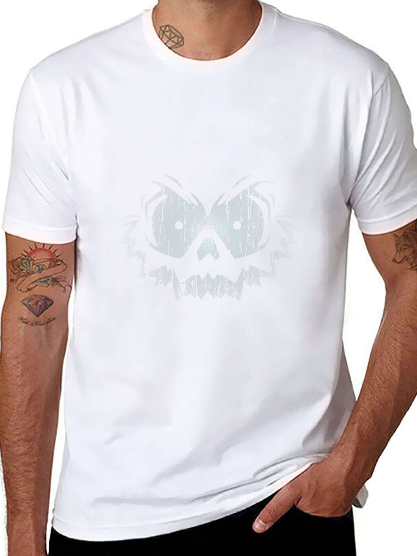 Mens Black T-Shirt with Skull Graphic