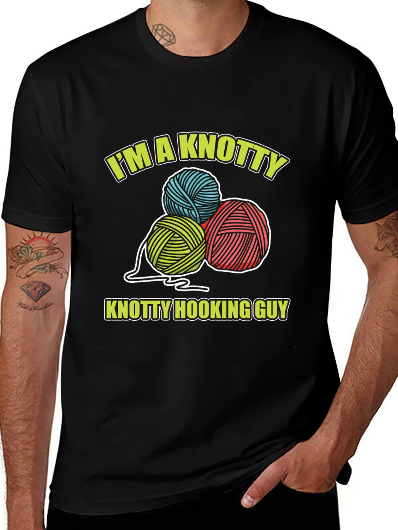 Knotty Hooking Guy T-Shirt - Novelty Knitwear Tee