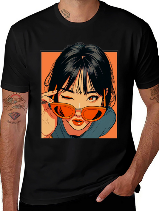 Anime Girl Graphic Tee - Retro Style