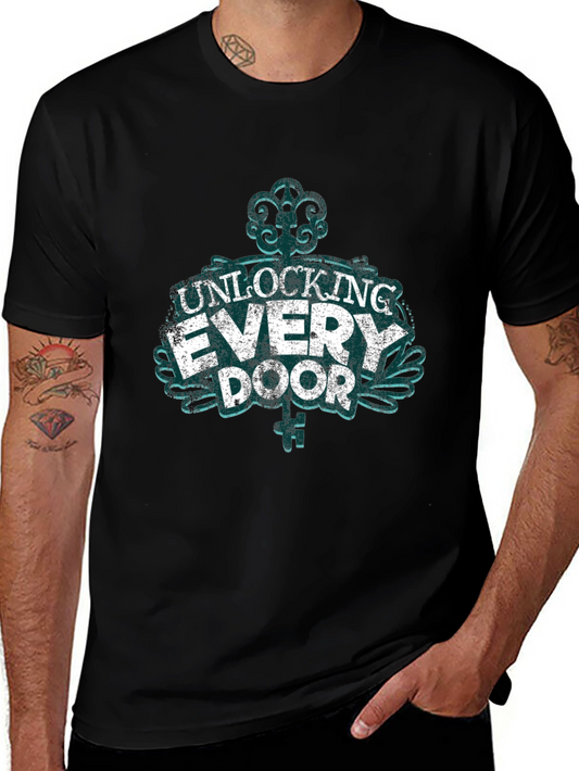 Unlocking Every Door Graphic Tee - Black Cotton T-Shirt
