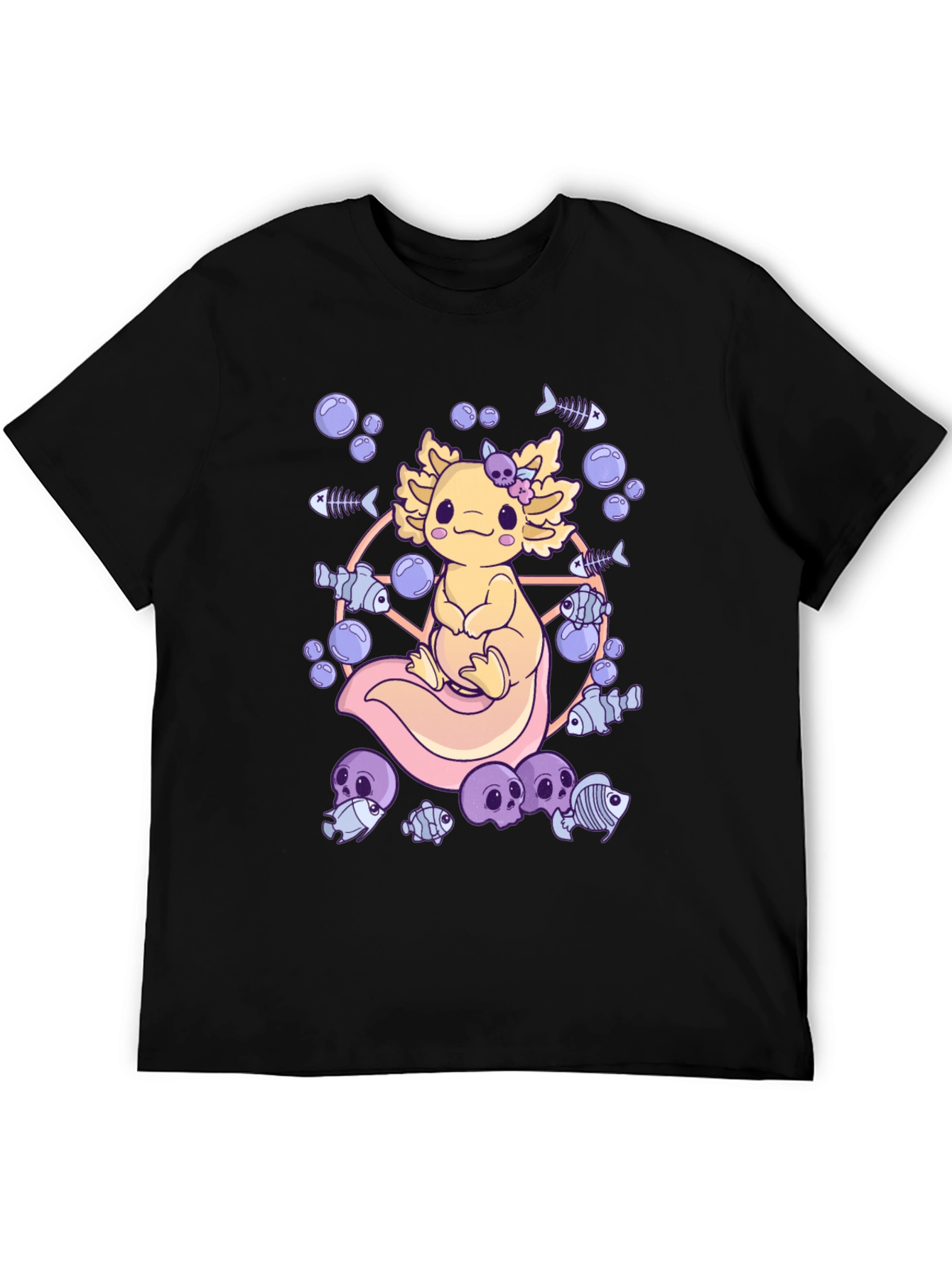Axolotl Fish Skeleton Graphic T-Shirt