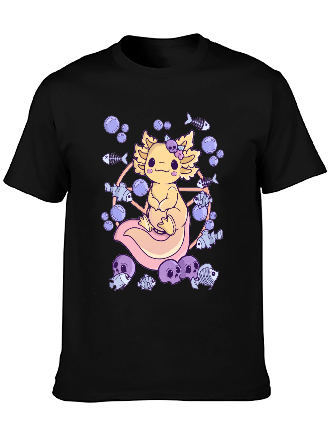Axolotl Fish Skeleton Graphic T-Shirt