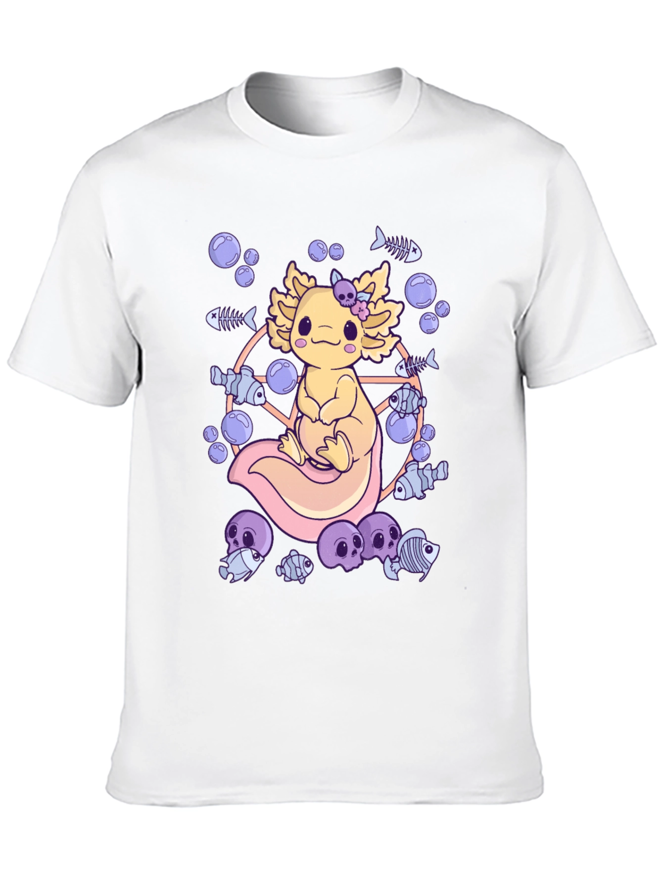 Axolotl Fish Skeleton Graphic T-Shirt