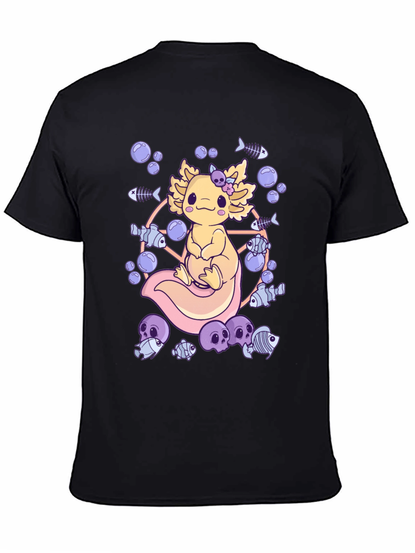 Axolotl Fish Skeleton Graphic T-Shirt