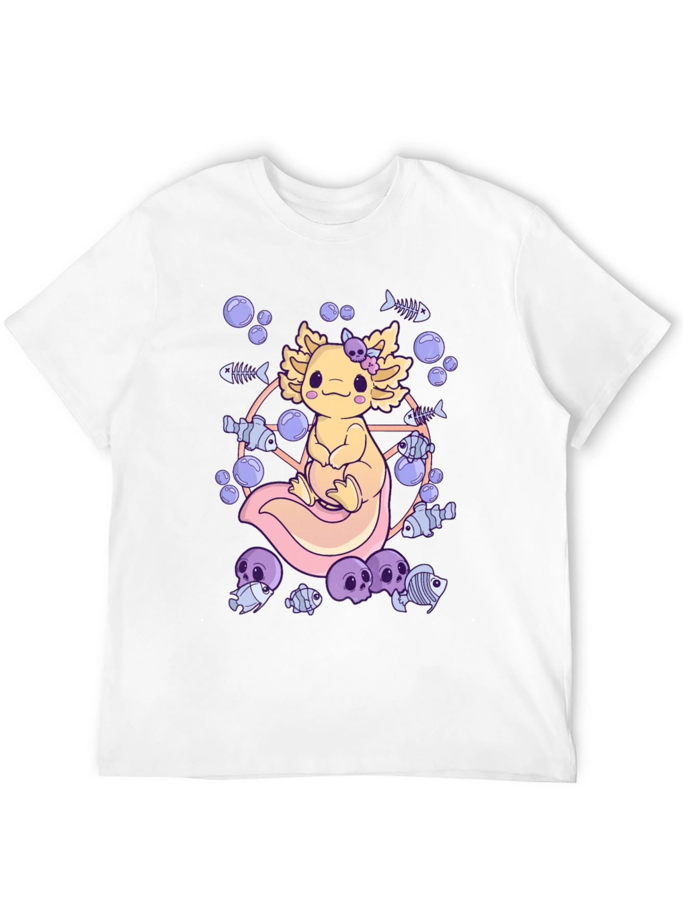 Axolotl Fish Skeleton Graphic T-Shirt
