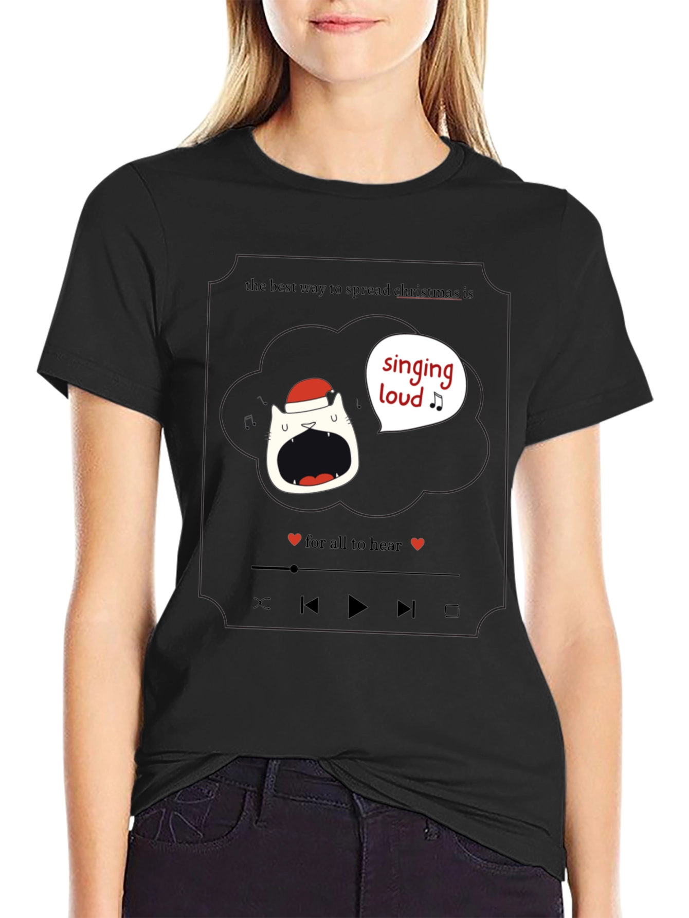 Singing Loud Christmas Cat T-Shirt