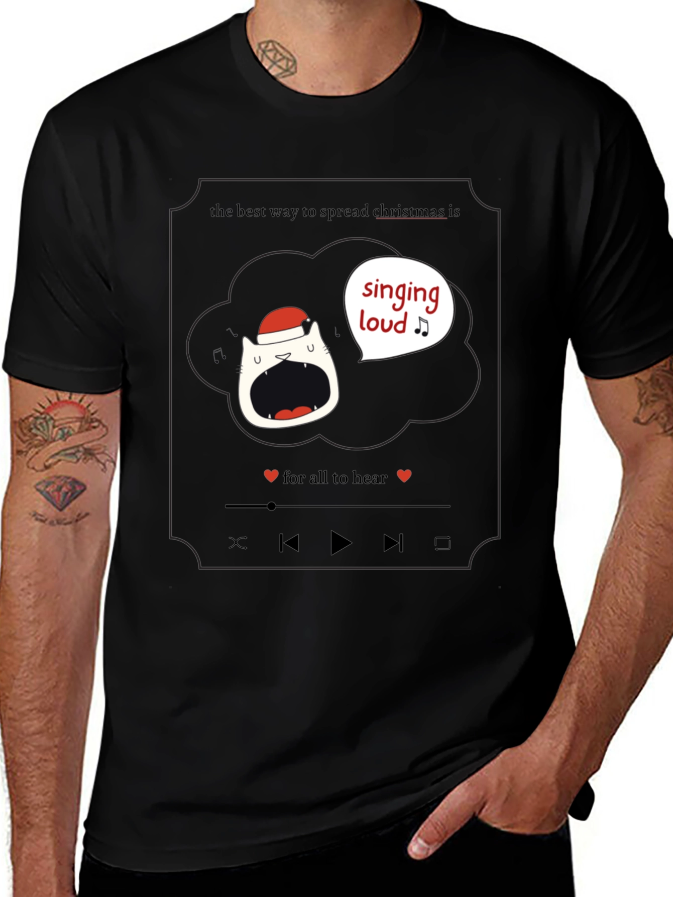 Singing Loud Christmas Cat T-Shirt