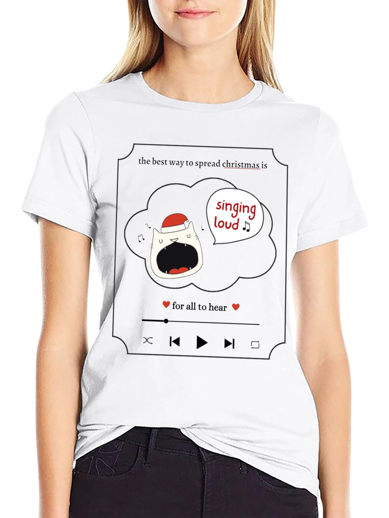 Singing Loud Christmas Cat T-Shirt