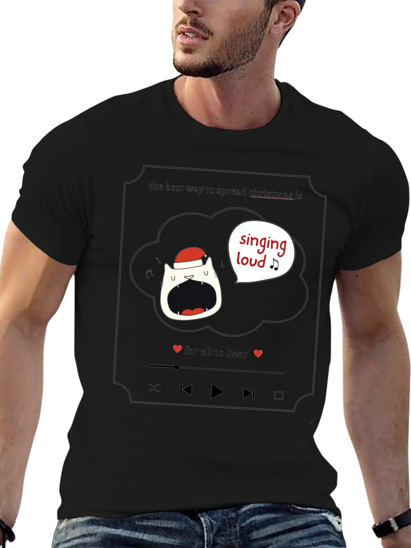 Singing Loud Christmas Cat T-Shirt