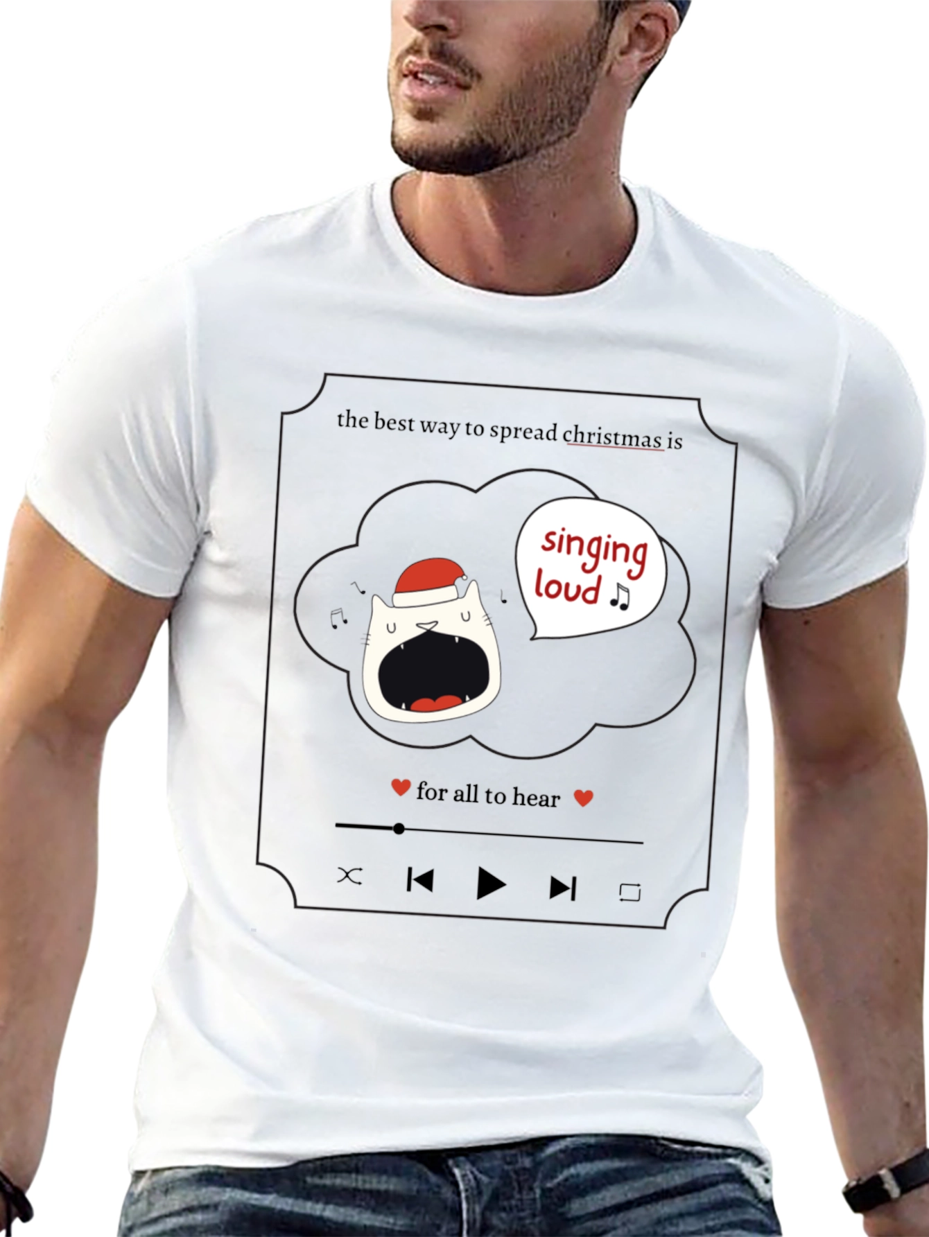 Singing Loud Christmas Cat T-Shirt